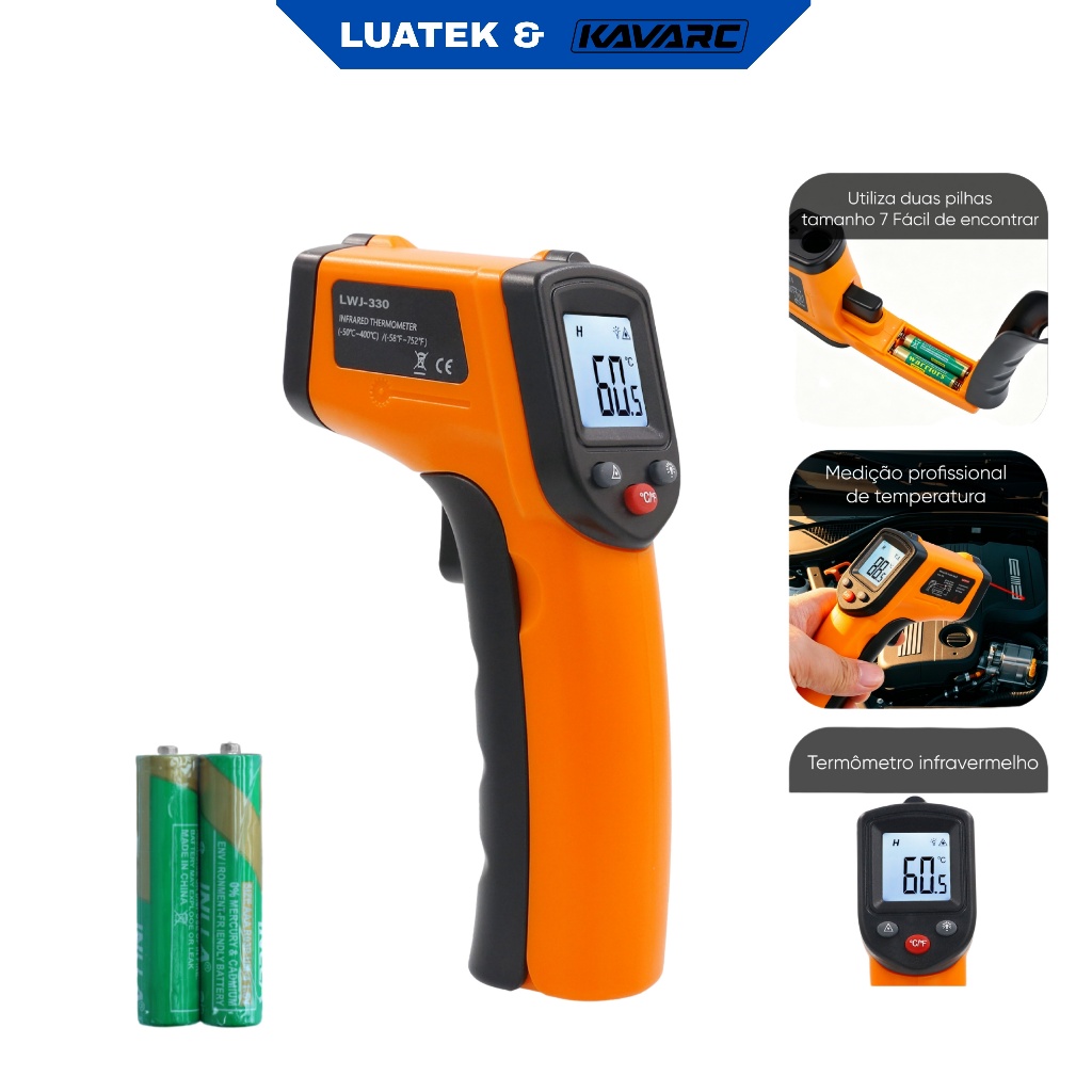 ermômetro Infravermelho Digital Laser Medidor De Temperatura -50 A 550 Graus Culinário-LUATEK