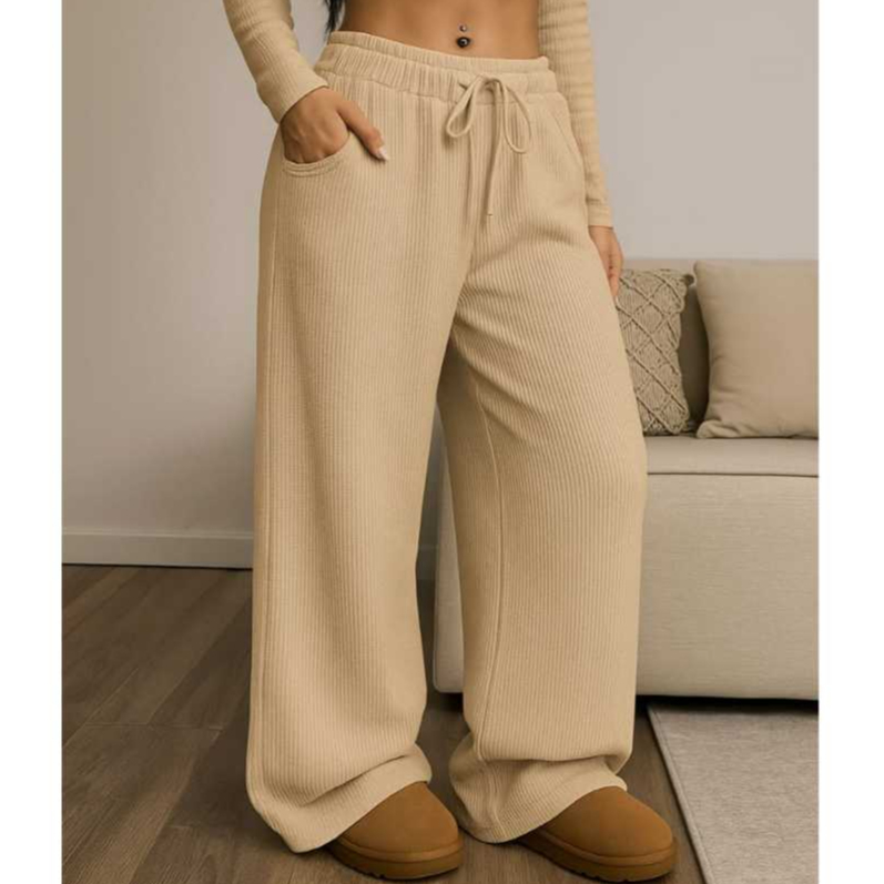 Calça Pantalona Feminina Tecido texturado Calça Feminino Cintura Alta Pantalona Elegante