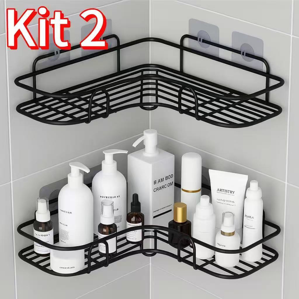 1/2/3/4 Suportes Organizadores De Metal Para Banheiro E Cozinha Rack De Parede Prateleira Porta Shampoo
