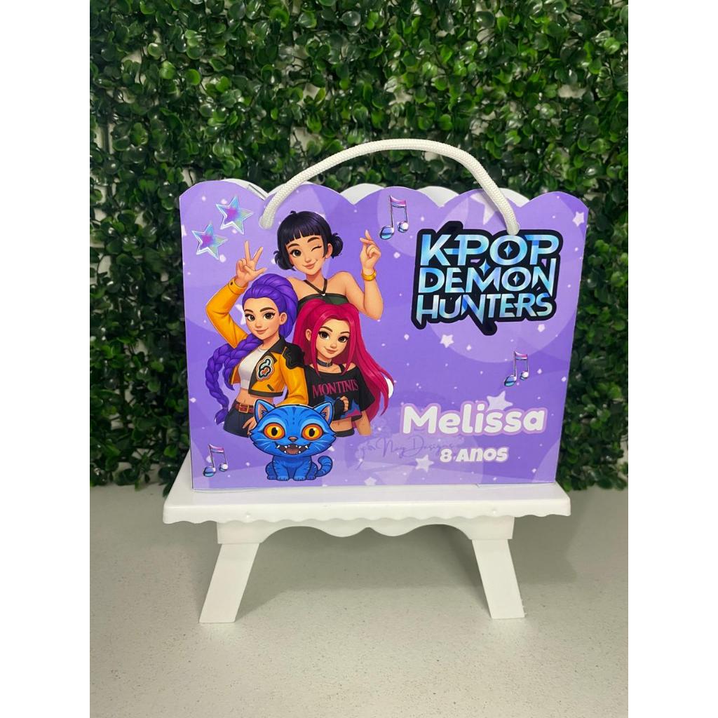 Kit 10 a 30 Sacolinhas Personalizadas Guerreiras do K-Pop Lembrancinha Festa Infantil Menina