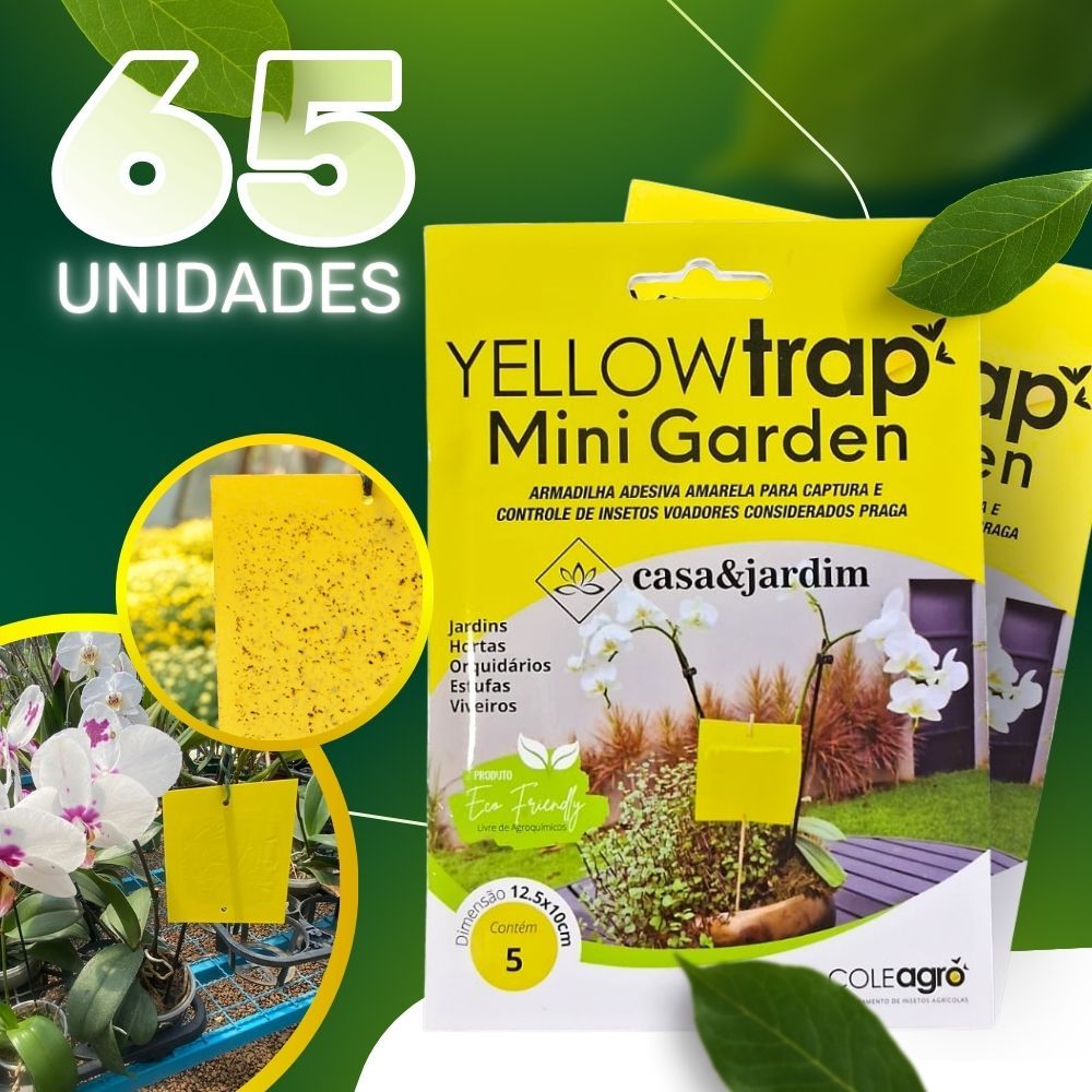 65un Yellow Trap Mini Garden Monitoramento de Pulgões Fungus Gnats e Mosca Branca