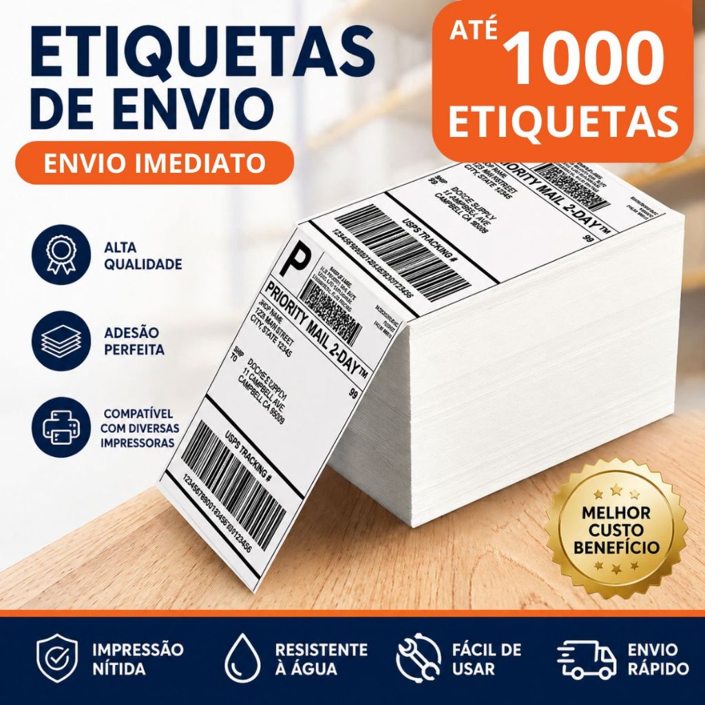 Etiquetas para impressora Térmicas Branca Adesiva E-commerce Envios Zebra Elgin Tomate
