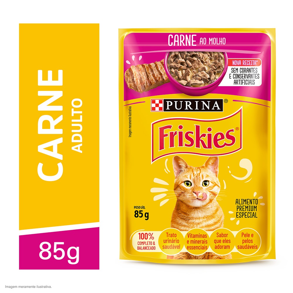 Sachê Friskies Para Gatos Sabor Carne ao Molho 85g
