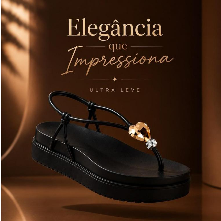 Sandália Feminina Coração Plataforma Confortável Leve Antiderrapante Casual Elegante 33/34 ao 41/42