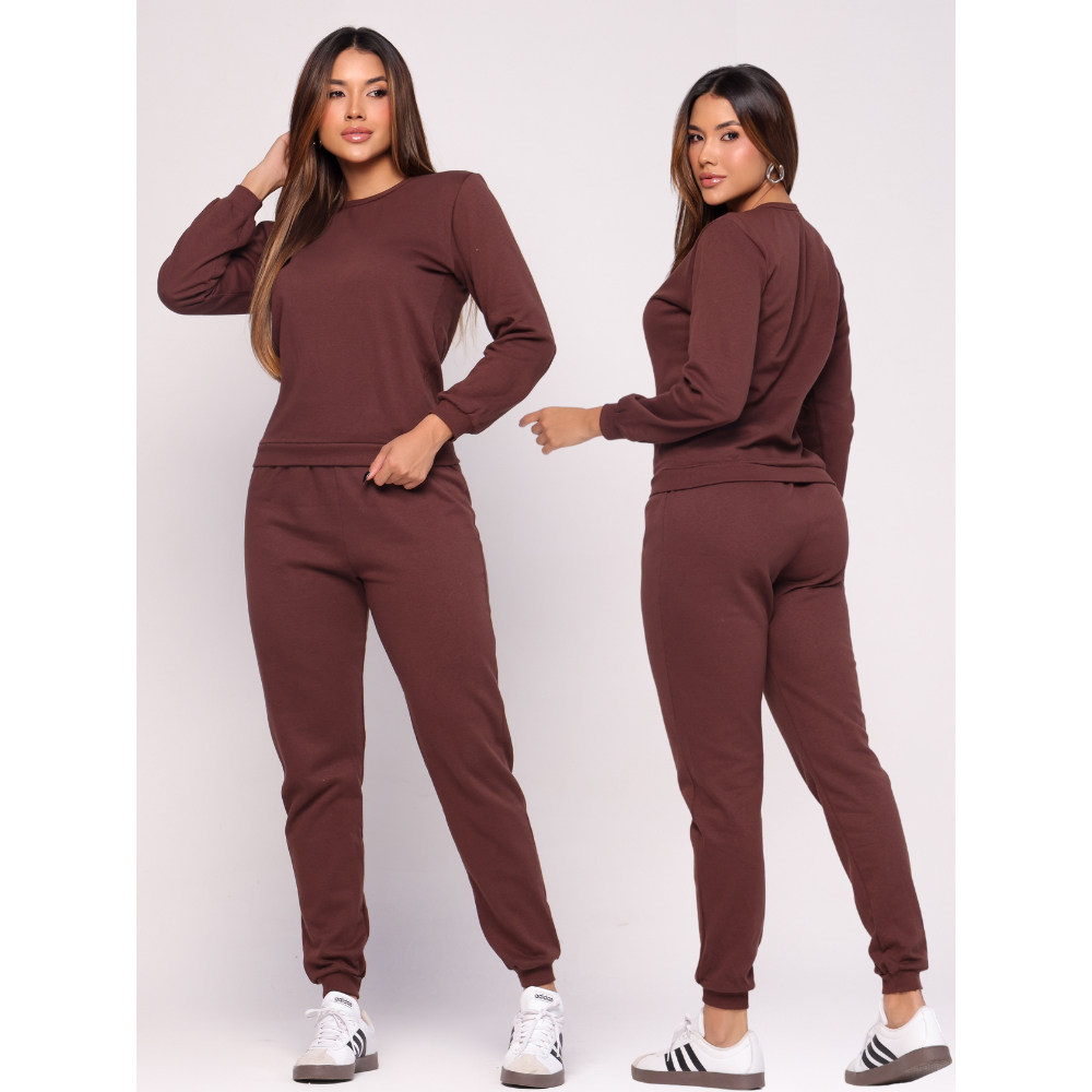 Conjunto Moletom Feminino Blusa De Frio Manga Longa e Calça Jogger Flanelado Algodão Premium Agasalho confortável