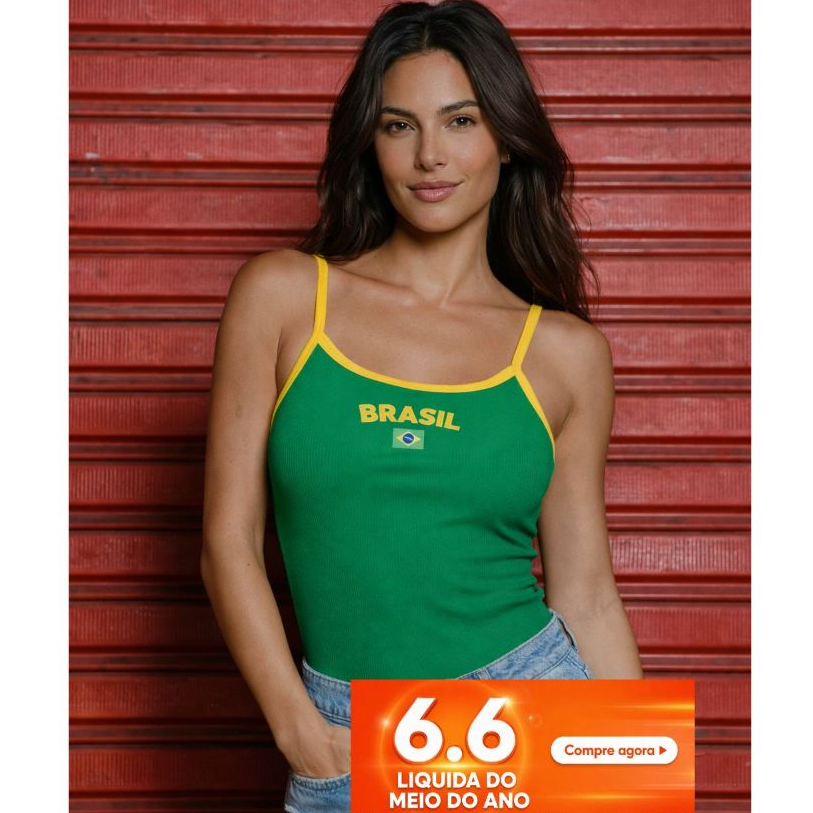 Blusa Brasil  Feminina Blusinha Regata Blogueira Estilosa Cropped Suplex Copa 2026 Brasilcore