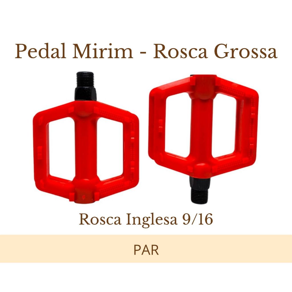 PAR Pedal Mirim Vermelho Aro 14 16 20 ROSCA GROSSA Inglesa 9/16 Bicicleta Infantil Bike - HP