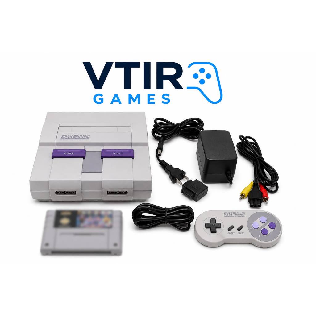 🎮 SUPER NINTENDO COMPLETO CONTROLE ORIGINAL+ FONTE+CABO AV+JOGO(SNES)