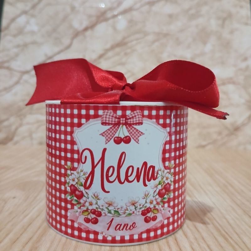 Tubolata Personalizada Cerejinha 5x6 cm | Lembrancinha de festa Infantil | Maternidade | Aniversário