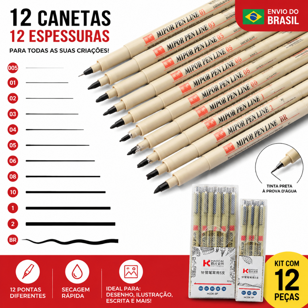 Marcadores Manga Caneta Agulha Arte Linha De Gancho Pintada À Mão Esboço Canetas Papelaria Material Escolar