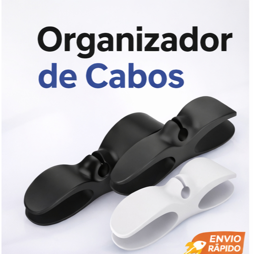 Organizador de Cabos Autoadesivo Silicone Porta Fios para Mesa Parede Carregadores e USB