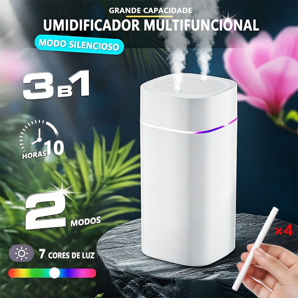 Umidificador De Ar E Aromatizador Ambiente Led Purificador Difusor De Essencial USB Infantil