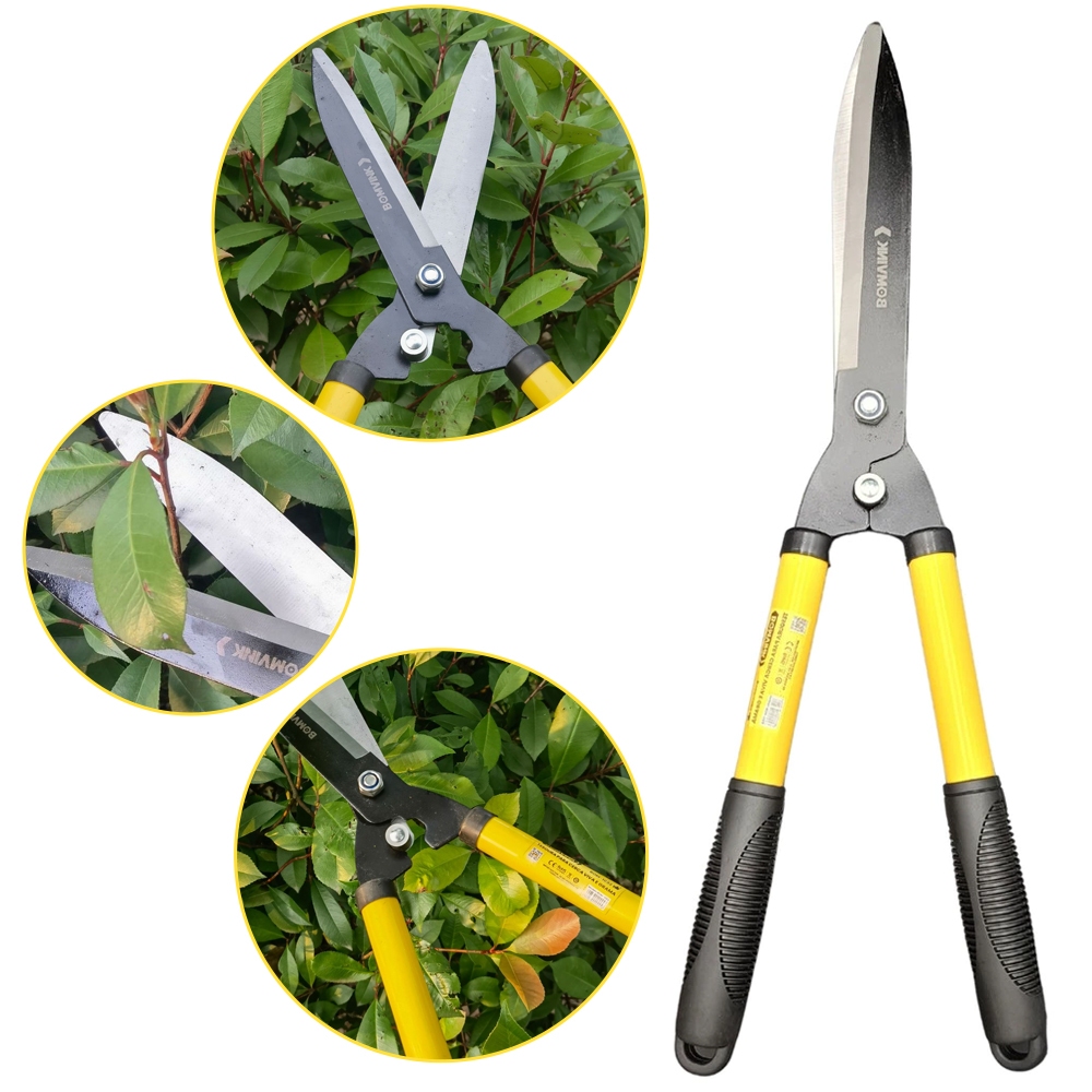 Tesoura Profissional para Cerca Viva e Grama 53cm Jardinagem Manual Corte Preciso Preto Amarelo