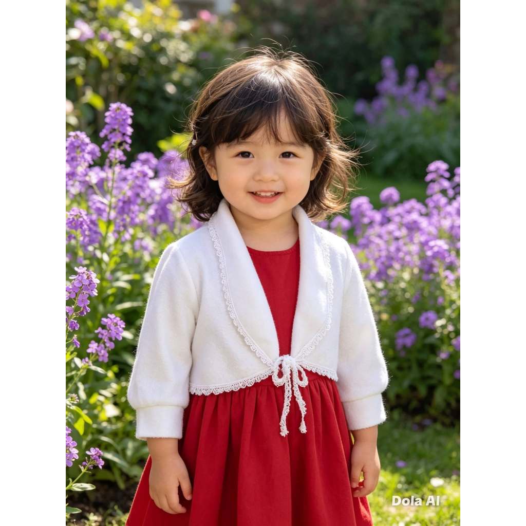 Bolero Infantil Feminino, Modelo Manga Longa, Soft Branco, Tam: 1, Marca: Bauerbauer1977