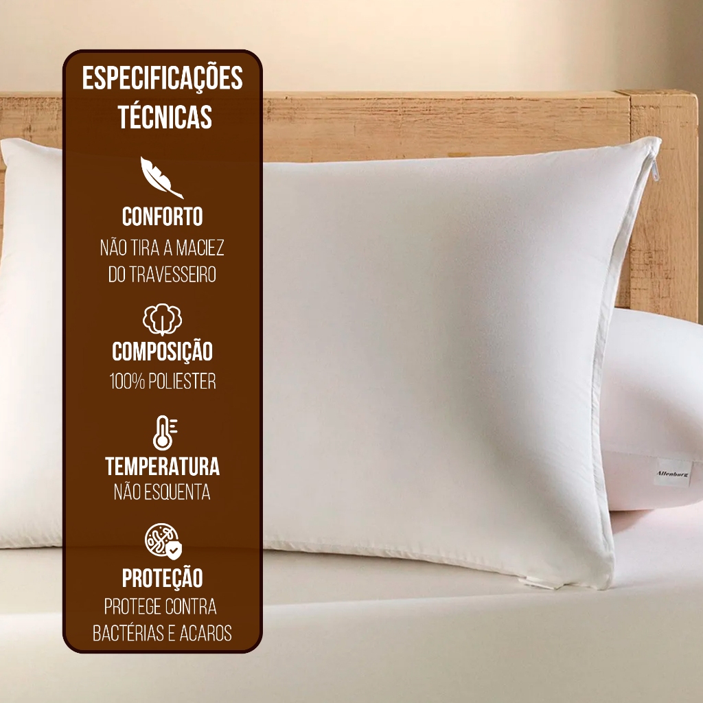 Kit 2 Capas Impermeaveis Protetor De Travesseiro Altenburg Antialérgico Com Zíper Nao faz Barulho · foto 2