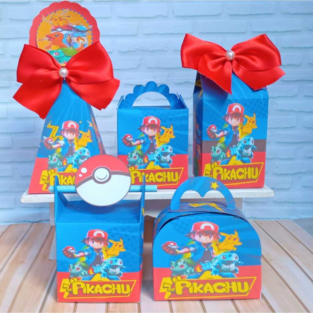 Kit Caixinhas Personalizadas Pokemon| Pikachu lembrancinha Surpresa Festa Infantil