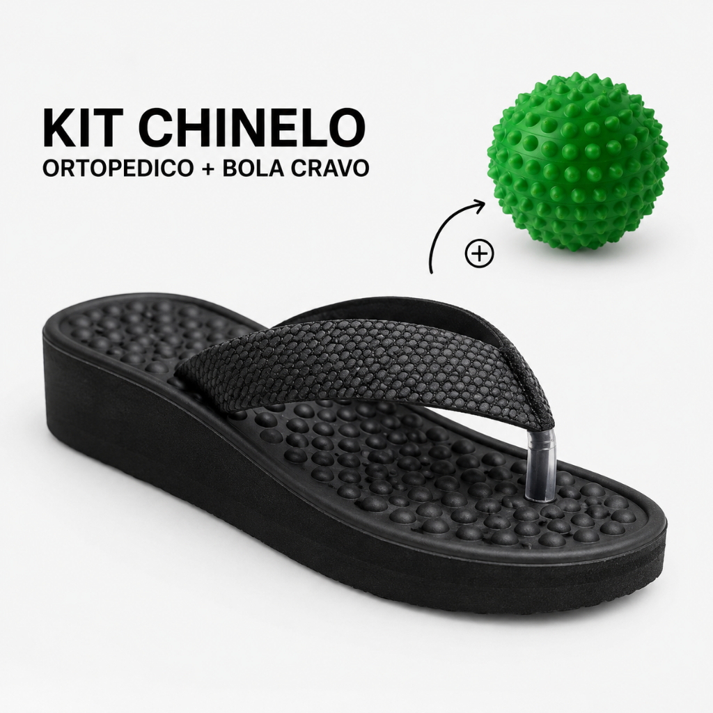 Chinelo Massageador Para Esporão E Fascite Plantar + Bola De Cravo Fisioterapeuta Original
