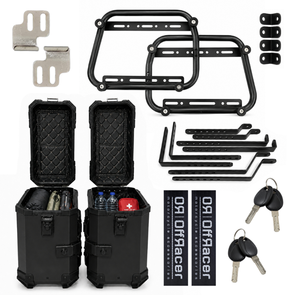 Par Bau Bauleto Lateral Universal Para Motos Preto 36 Litros Em Alumínio