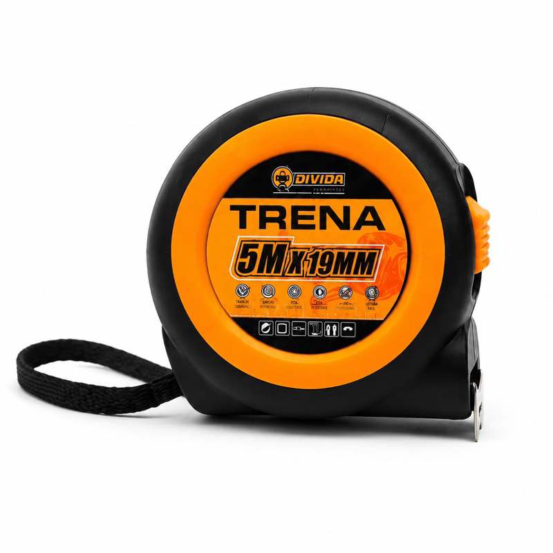 Trena 5 Metros x 19mm Retrátil Profissional Com Trava Fita Métrica Reforçada