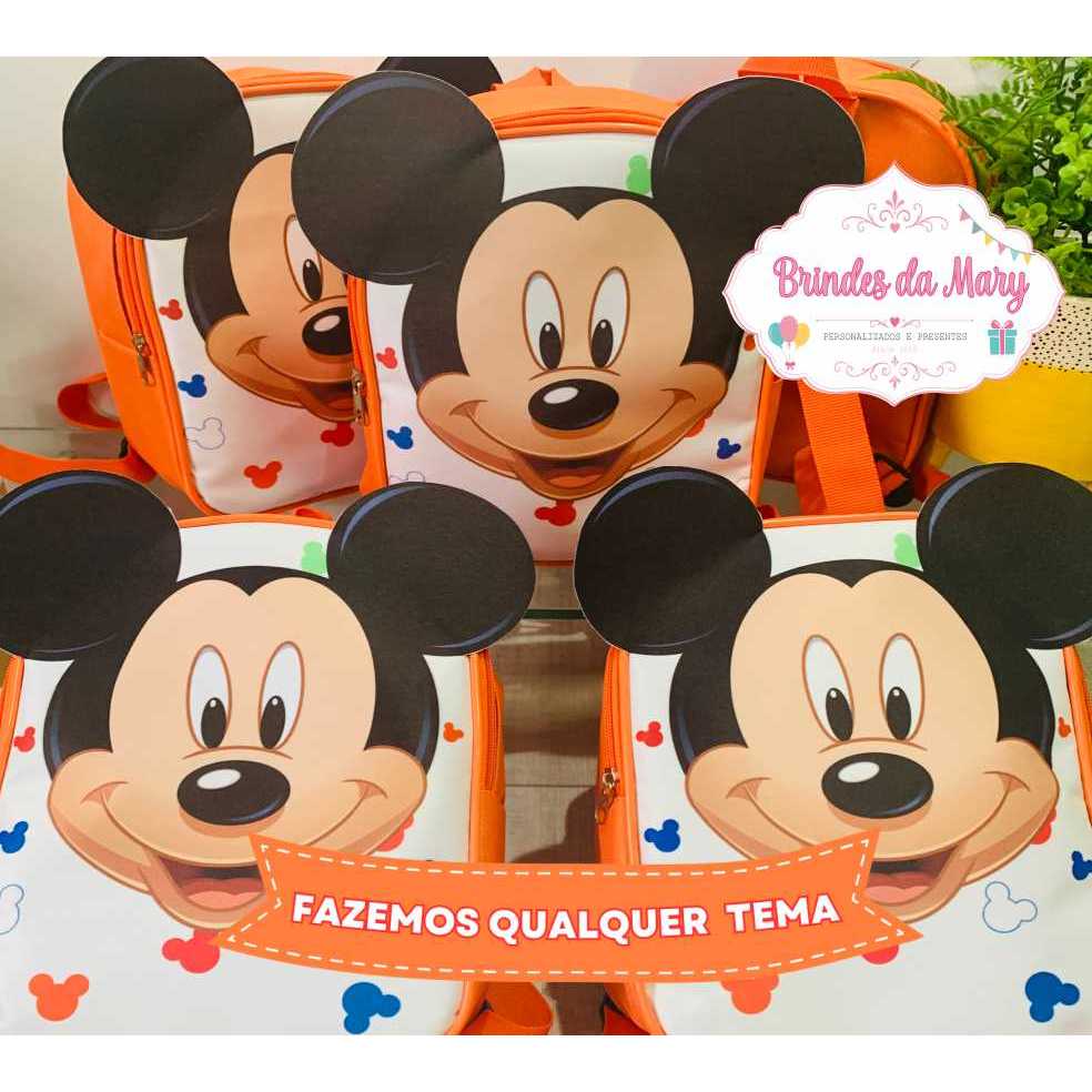 Mochila Personalizada Mickey 3D Lembrancinha Infantil Festa Aniversário Qualquer Tema