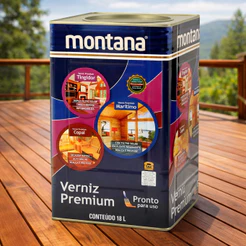 Verniz Proteção Para Madeira Brilhante Montana Tingidor 18 litros C/ Filtro Solar Cores Seca Rápido
