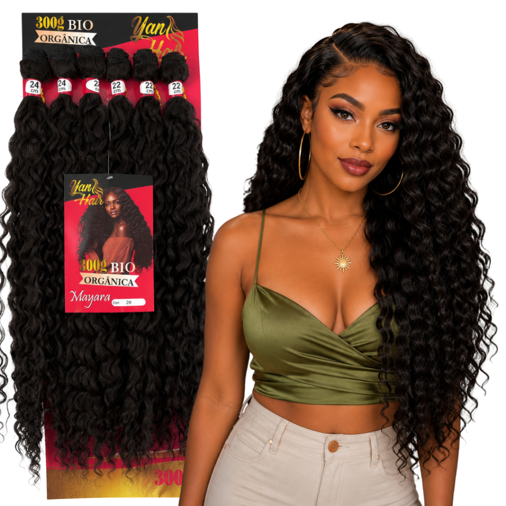 Cabelo Orgânico Mayara 300g 24cm Para Crochet e Entrelace