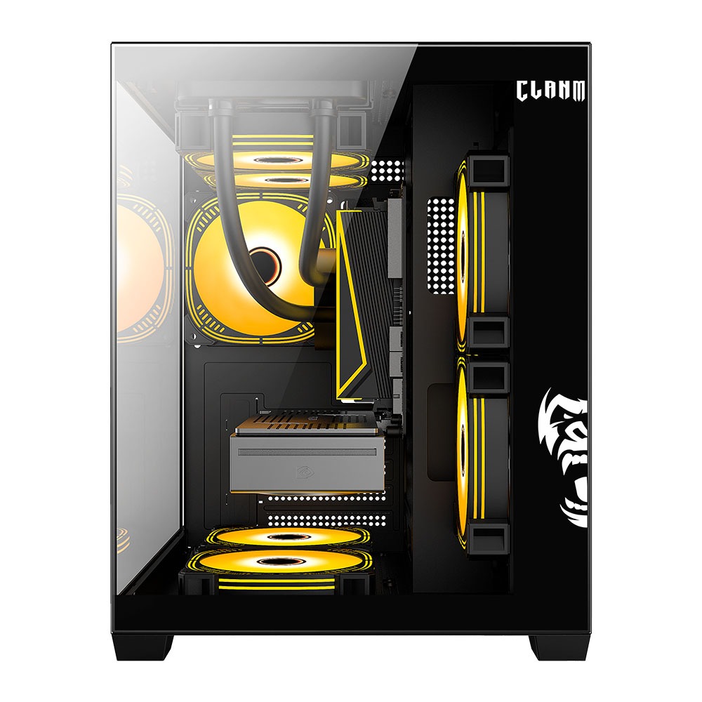 Gabinete Gamer Clanm Grodd Night Preto Painel Vidro Temperado Mid Tower Suporta ATX Micro-ATX Mini-ITX