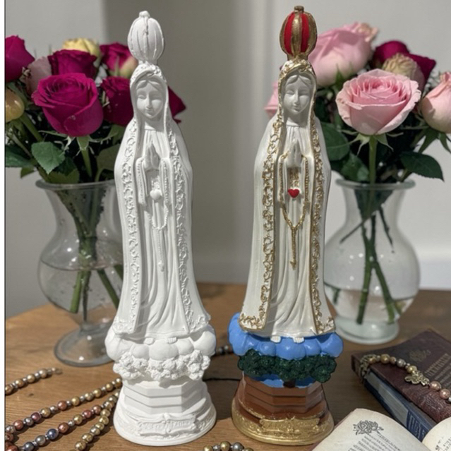 Imagem Nossa Senhora De Fatima 30cm Perolada Colorida Lembrança Casamento Lembrança Batizado