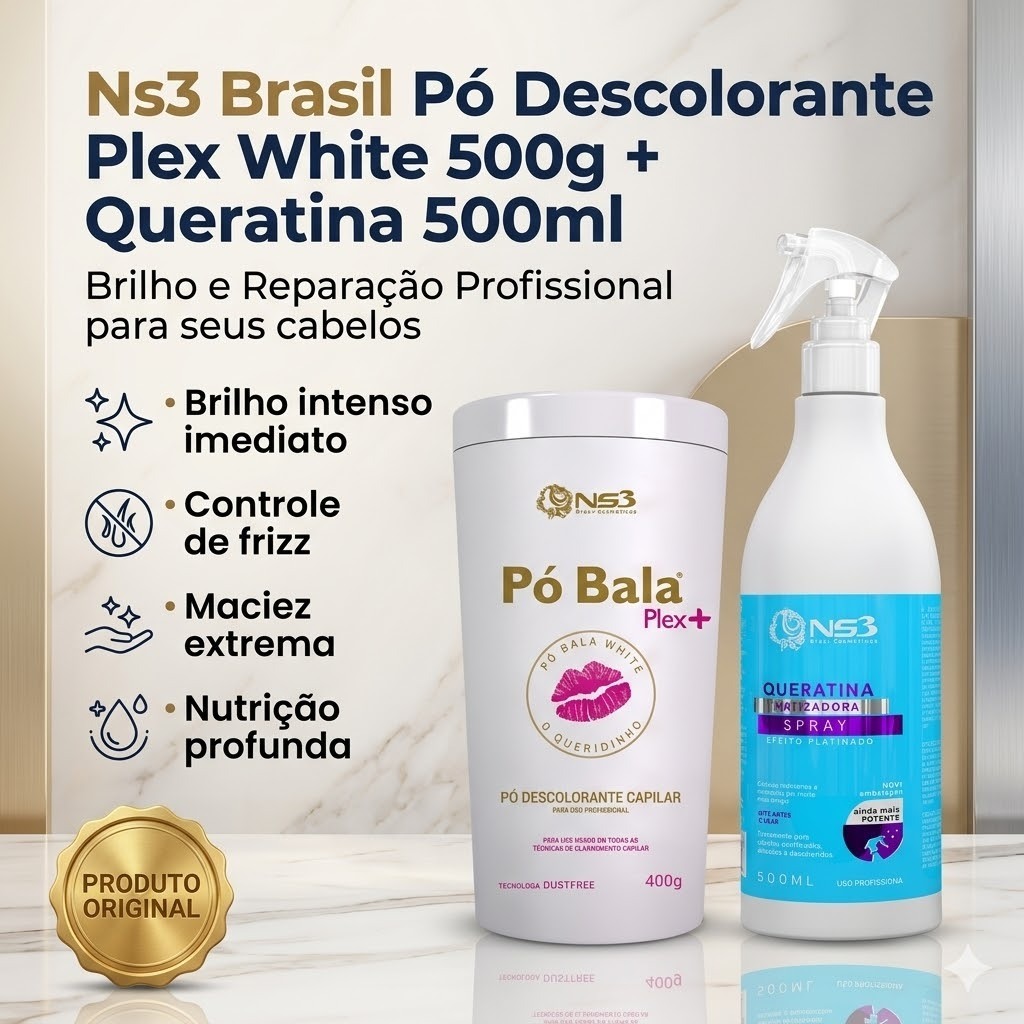 Ns3 Brasil Pó White + Queratina Matizadora 500ml
