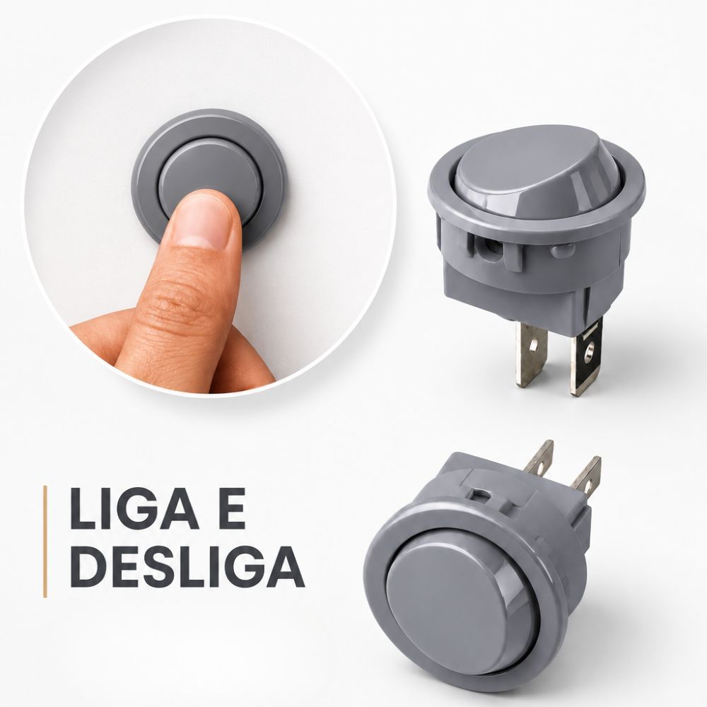 Botão Compacto Interruptor Para Móveis 6A Liga e Desliga Redondo Plástico Resistente