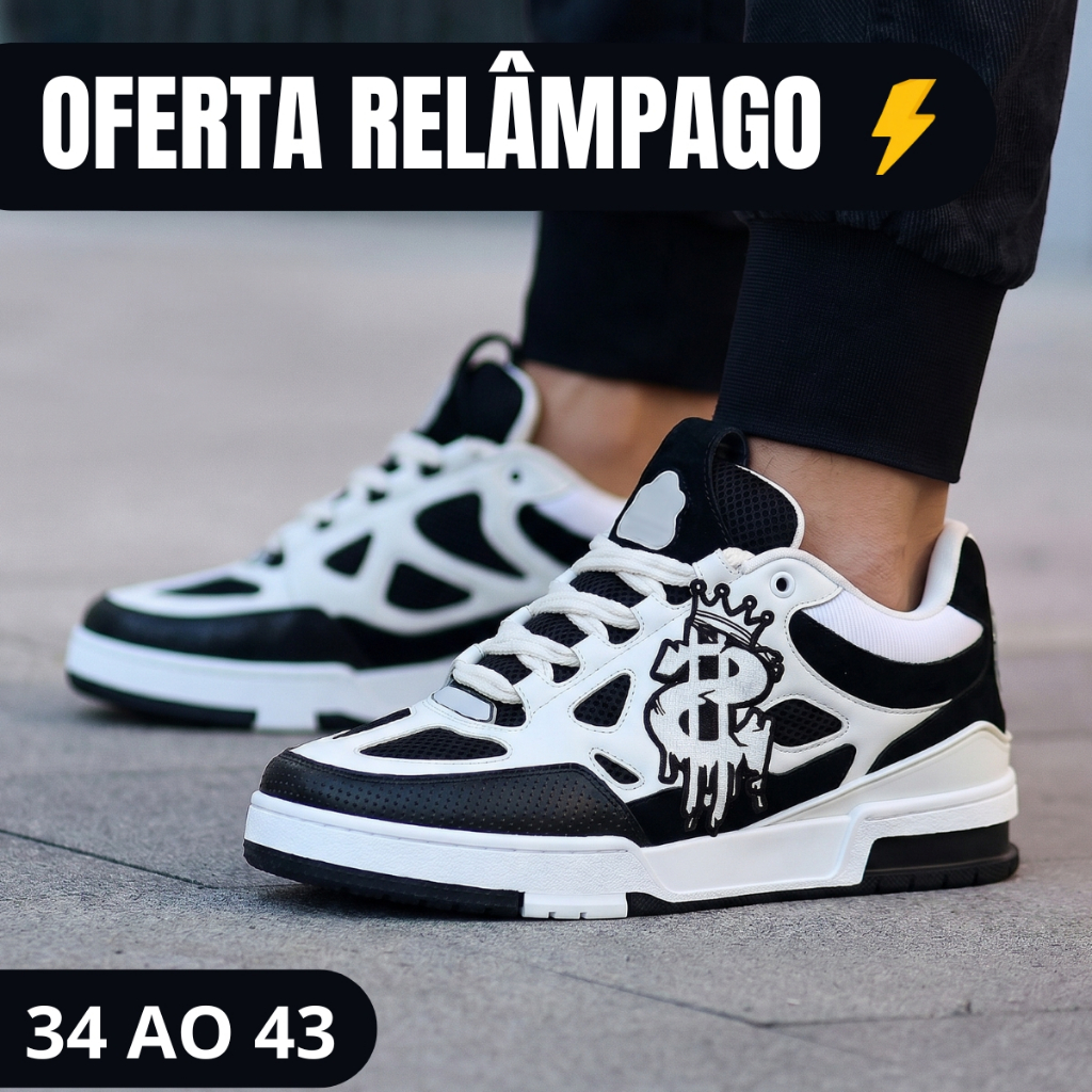 Tenis Masculino Street Urbano Moderno Confortavel Flexivel Dia a Dia Passeio