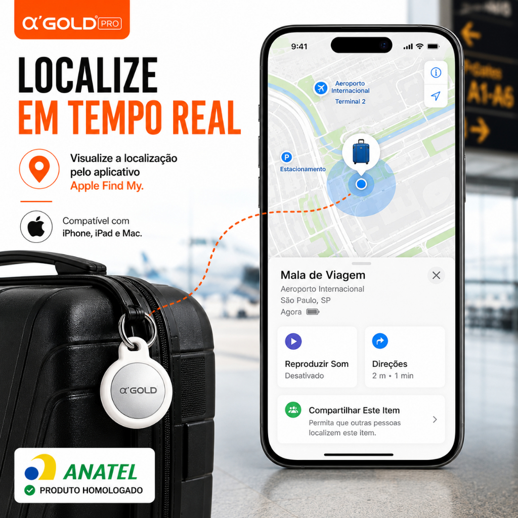 Smart Tag Rastreador Bluetooth Apple Find My Localizador de Chaves Mala Bolsa Carteira iPhone Homologado Anatel