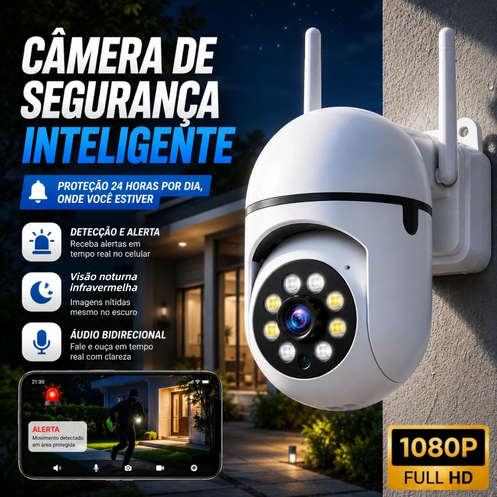 Câmera De Rede Sem Fio À Prova D'água 1080P Wi-Fi De Visão Noturna Infravermelha Amplamente Utilizada Para 360 Seguro °