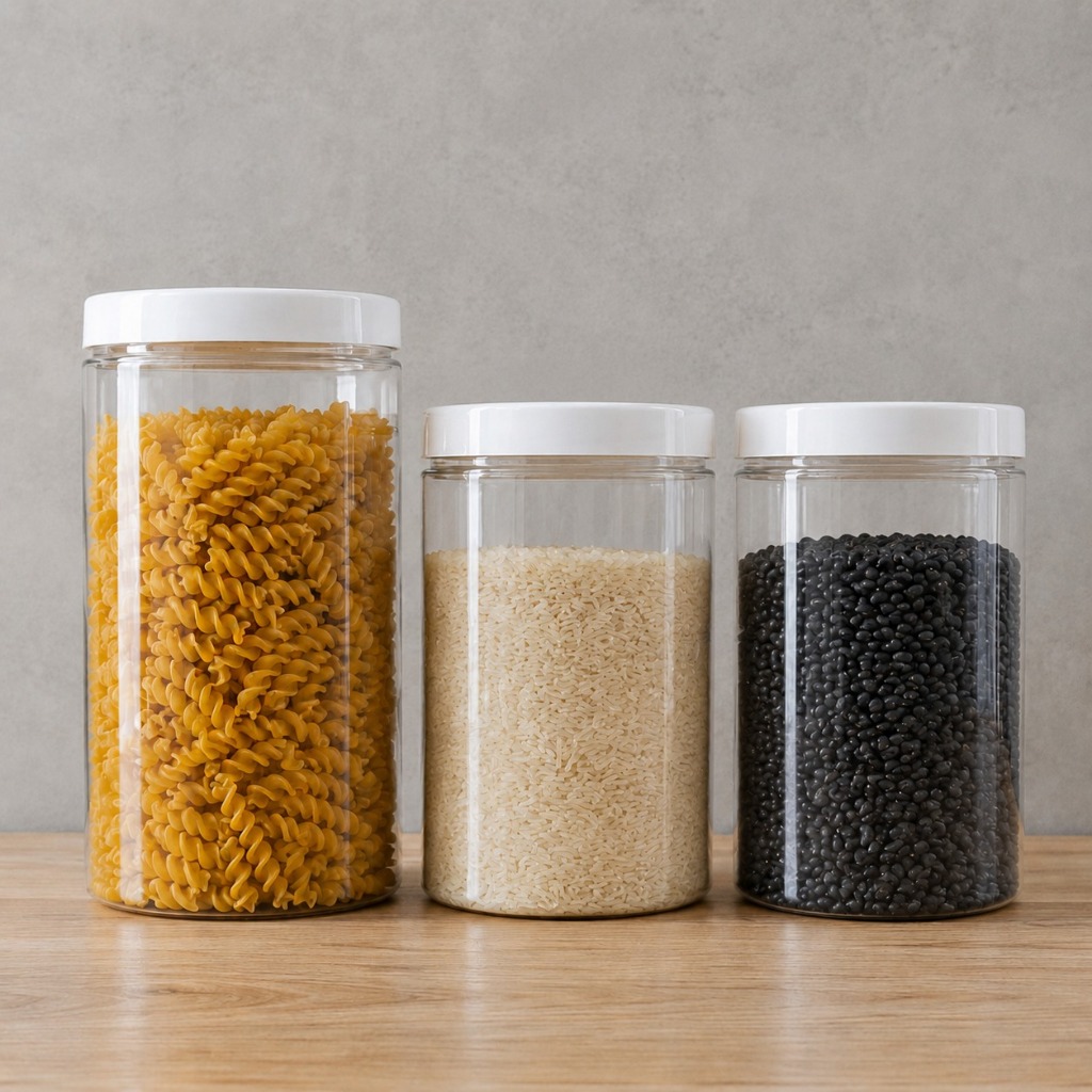 Kit 3 Potes Cozinha 2x 1500ml + 2000ml para Mantimentos Transparente Tampa Branca de Rosca