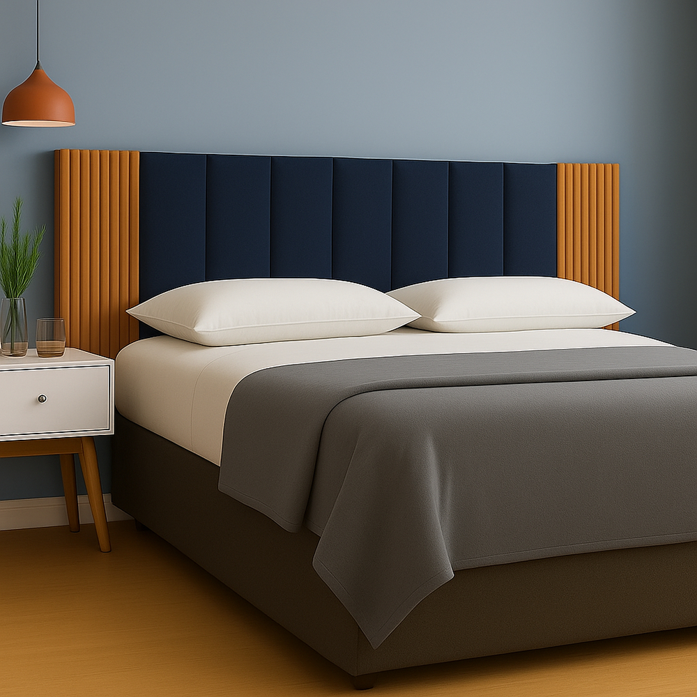 Cabeceira Modular Combo Painel Ripado em MDF Kits para Camas de Casal 4 Ripados + 5 Cabeceiras