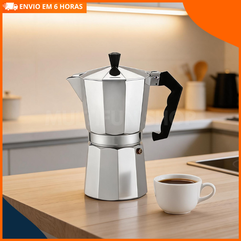 Cafeteira Italiana Moka Inox 6 Xícaras Inoxidável Premium Cafeteira Espresso Manual Portátil Luxo Express Cozinha Top