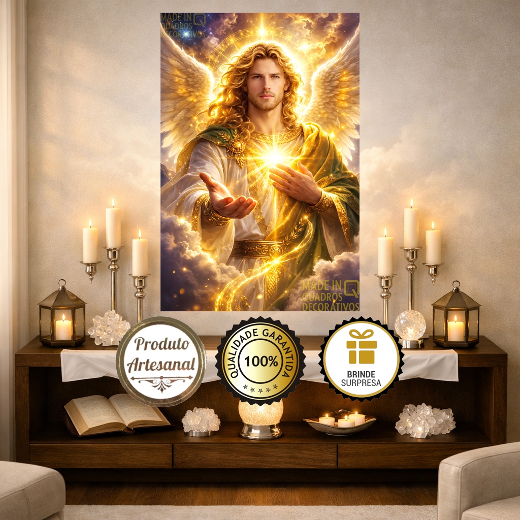 Quadro Arcanjo Uriel Decorativo Espiritual – Proteção, Luz Divina e Energia Angelical