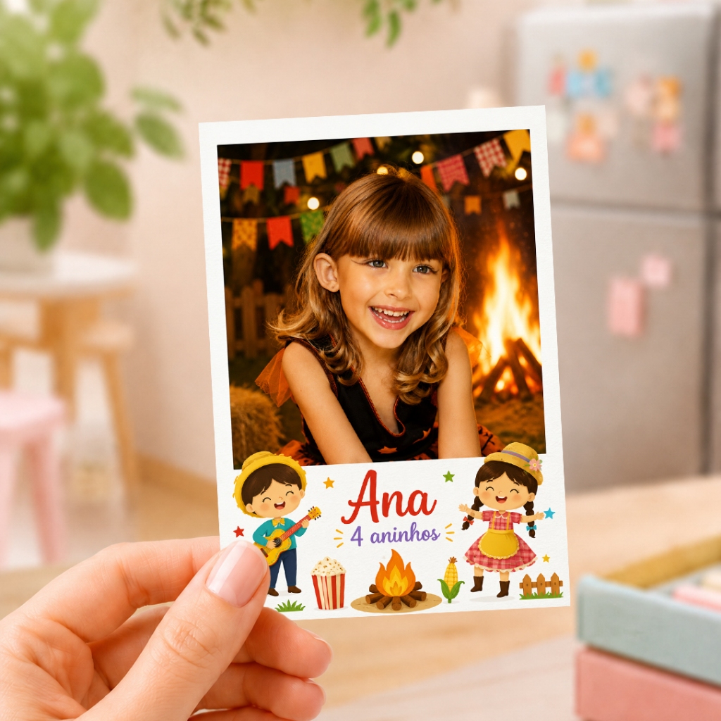 Festa Junina Arraiá Foto Imã de Geladeira 10x7 Lembrancinha Personalizada Aniversário Personalizado