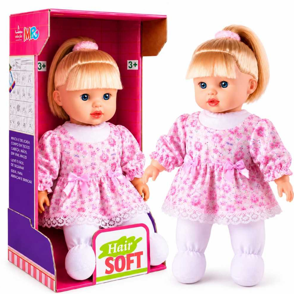 Boneca Loira Colecao Hair Soft Corpo de Pano Super Macia -Envio Imediato -