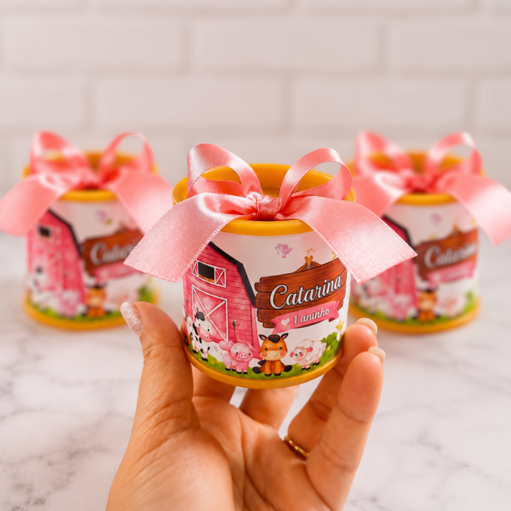 Kit Tubolata Personalizada 5x6-Fazendinha rosa- Lembrancinha de aniversário- Fazemos todos os temas