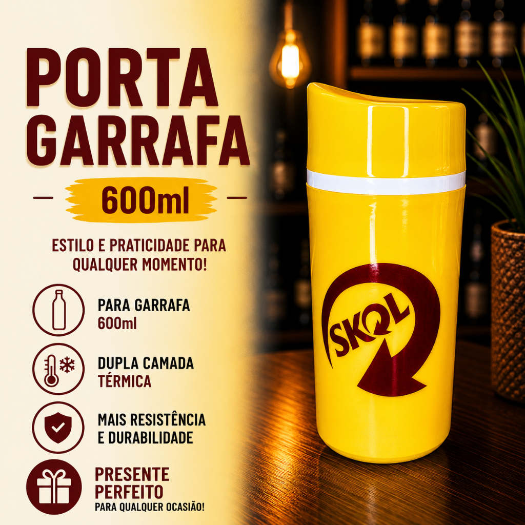 Porta Garrafa Cerveja 600ml Skol Pilsen Camisinha Térmico Alta Qualidade Top Bar Restaurante