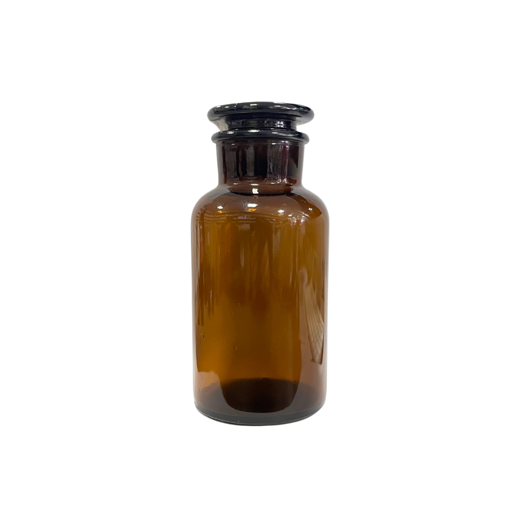 Frasco Reagente 500ml Âmbar Boca Larga C/ Rolha de Vidro