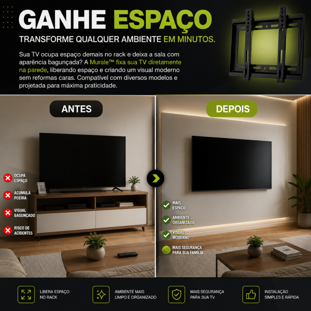 Suporte Fixo Universal para TV 14 a 42 Polegadas LED LCD Smart TV Até 25kg VESA Universal Slim