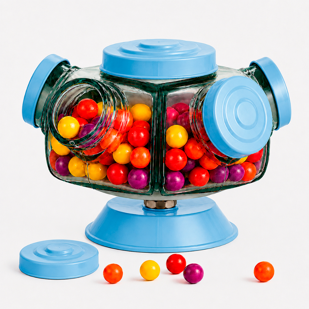 Mini Baleiro Giratório Vidro Pequeno Antigo Bomboniere Azul