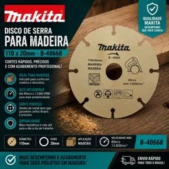 Disco De Serra Para Madeira 110x20mm - B-40668 - Makita