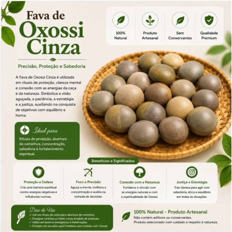 Kit 3 unidades - Fava de Oxossi cinza