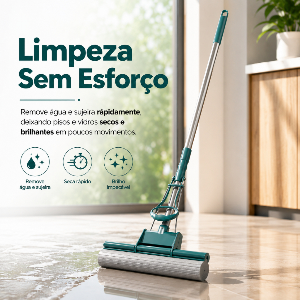 Mop Rodo Mágico Flash Limp Plus Lava e Seca Limpeza Geral  PVA para Pisos Azulejos e Vidros