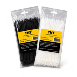 Kit 100 Abraçadeiras de Nylon Branca/Preta Enforca Gato Fita Tipo Hellerman TNT