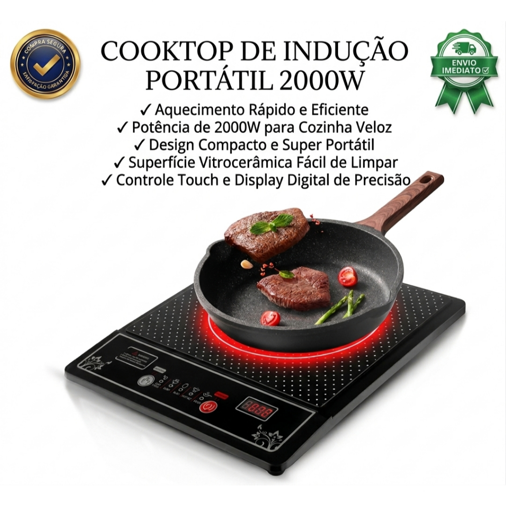 Cooktop De  Indução 2000W Fogao Inducao 1 Boca Portatil 110v