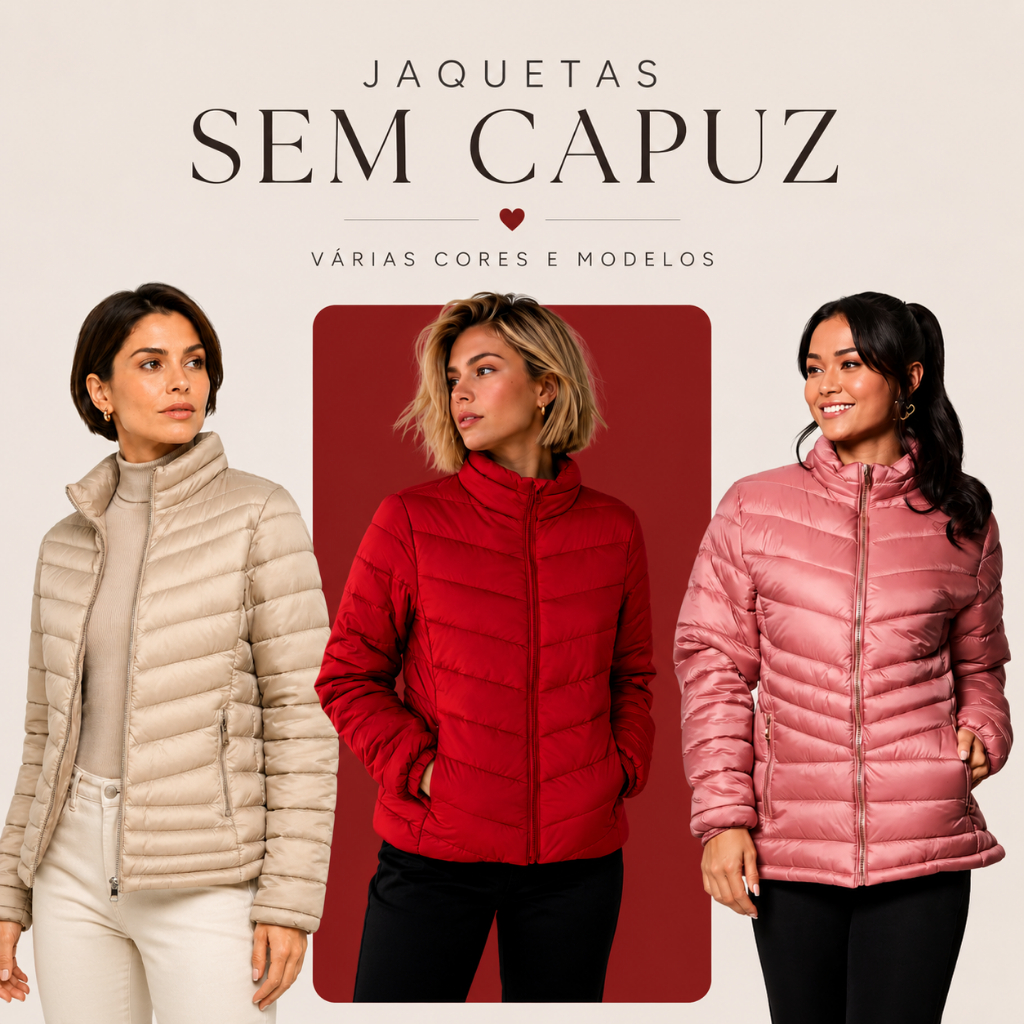 Jaqueta Feminina Puffer Matelassê Forrada Zíper Quentinha Inverno Facinelli Várias Cores